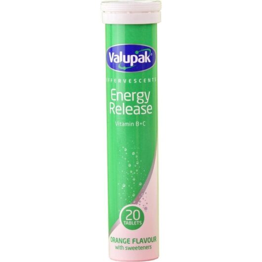 Valupak Effervescent Vitamin B+C Energy Release Tablets 20s