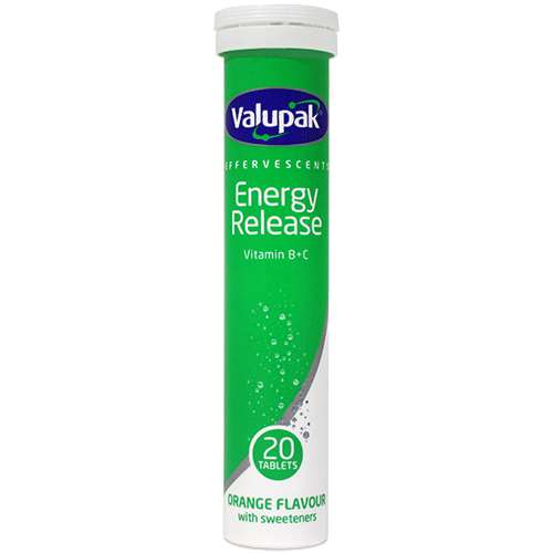 Valupak Effervescent Energy Release Vitamin B and C Tablets 20