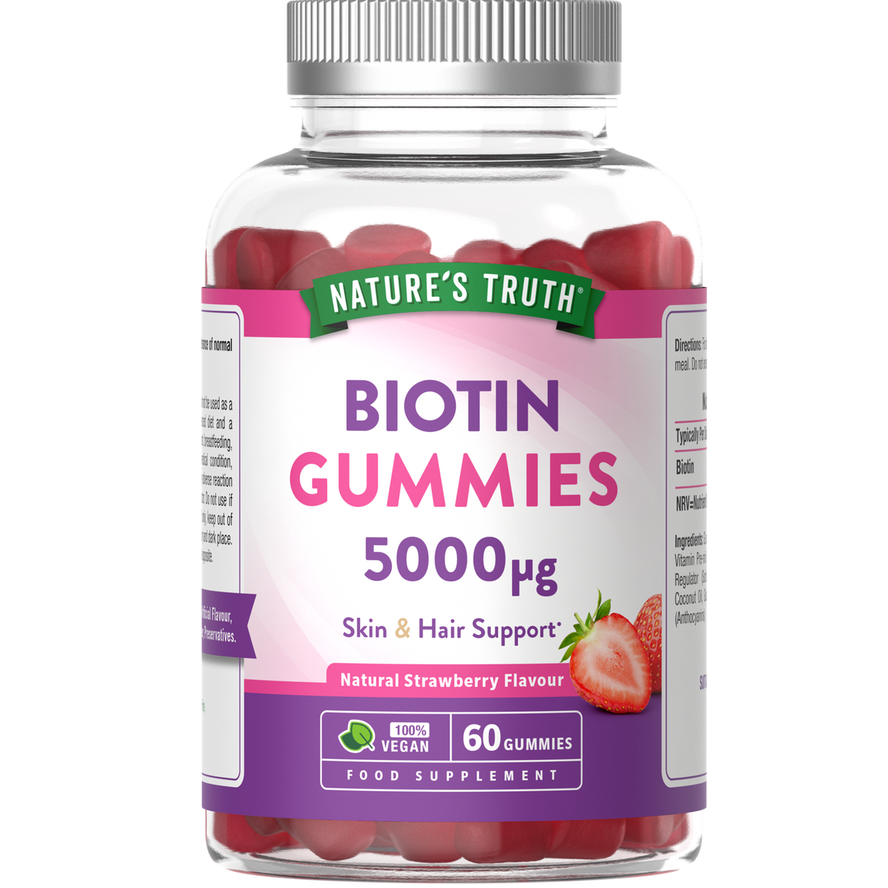 Nature's Truth Biotin 5000ug Natural Strawberry Flavour 60 Gummies