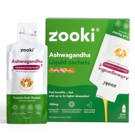 Zooki Liposomal Ashwagandha 500mg Passion Fruit Flavour 15ml 30 Sachets