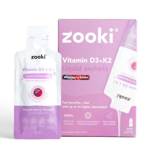Zooki Liposomal Vitamin D3 + K2 3,000iu Mixed Berry Flavour 10ml 14 Sachets