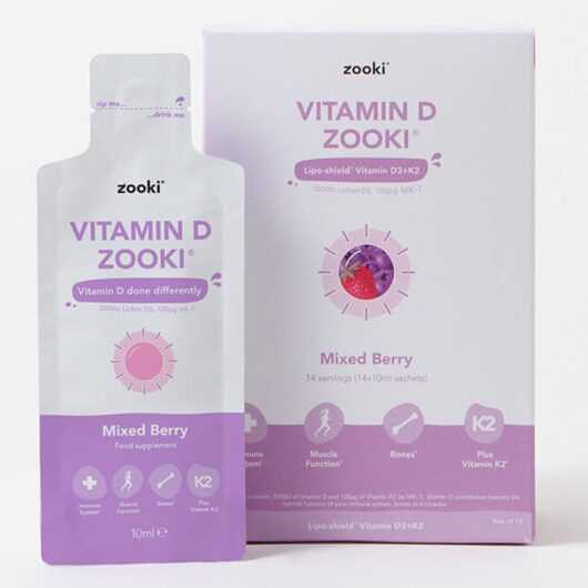 Zooki Liposomal Vitamin D3 + K2 3,000iu Mixed Berry Flavour 10ml 30 Sachets
